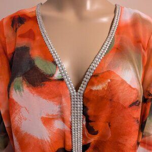 VEX Collection Gorgeous Embellished Long Sleeves Top Tunic Size L